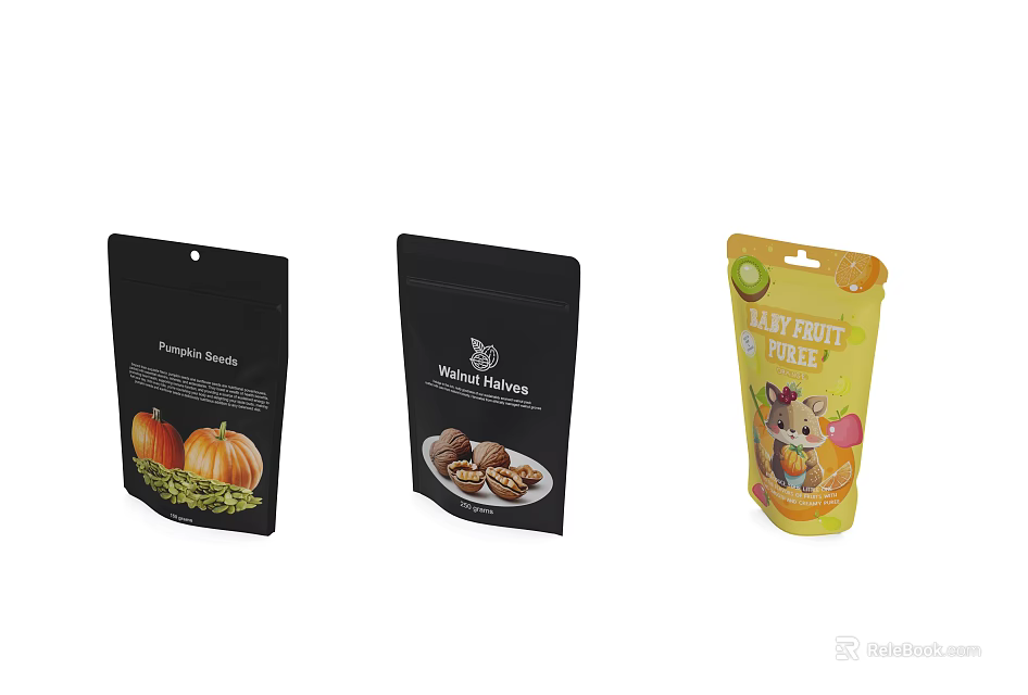 Colorful Snack Packaging With Organic Seeds Best Nuts And Tasty Fruit Mix 3d model 