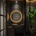 Modern Private Dining Room With Round Table Black Chairs Golden Pendant Light And Decorative Flowers