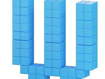 Blue Building Blocks Arranged Into Letter W Shape For Creative Play 3d model