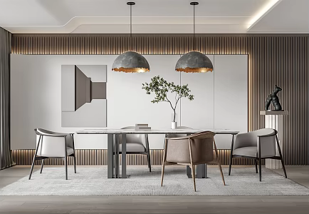 Modern Dining Table and Chair Combination 3d model