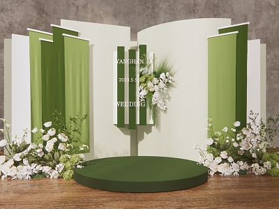 White Green Wedding White Green Flower Art Welcome Area Wedding Beauty Chen Display Area Photo Area model