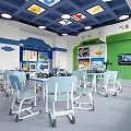 School Meteorology Classroom With Interactive Display Boards And Student Activity Setup 3d model