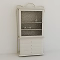 White Decorative Cabinet With Glass Door Shelves And Drawers For Home Decor