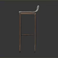 Modern Bar Stool With Light Colored Seat Backrest And Copper Metal Frame