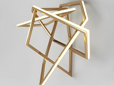 Modern Golden Geometric Wall Lamp With Decorative Metal Frame Design 3d model