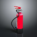 Red Fire Extinguisher With Cylindrical Body Black Base And Metal Handle