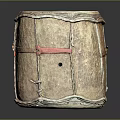 Traditional Musical Instrument Handcrafted Leather Drum With Round Head And Red Straps