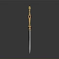 Ornate Decorated Dagger With Golden Hilt Colorful Gemstones And Sharp Blade