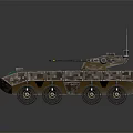 Armored Military Vehicle With 6x6 Wheels Mounted Weapons And Camouflage Design