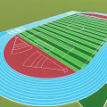 Campus Landscape With Outdoor Sports Area Green Lawn Football Field And Running Track