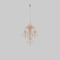 Modern Metallic Chandelier With Geometric Pattern And Hanging Decorative Elements