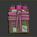Plant Themed Decorative Brown Box With Pink Ribbons Leaf Stickers Heart Accents And LOVE Label