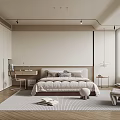 Minimalist Modern Bedroom Interior With Neutral Tones Platform Bed And Area Rug