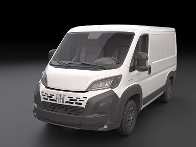 White FIAT Van With Modern Front Design And Black Bumper Details 3d model