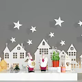 Magical Photo Check-in Spot With White Stars House Silhouettes Cartoon Characters And Birdcage