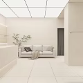 Minimalist Modern Clothing Store Interior With Light Beige Tones Racks Wooden Column And Display Platform