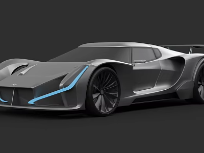 Futuristic Sports Car With Sleek Body Blue Lighting And Large Alloy Wheels 3d model