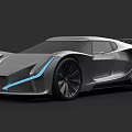 Futuristic Sports Car With Sleek Body Blue Lighting And Large Alloy Wheels