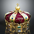 Exquisite Gold Crown Jewelry With Red Enamel And Colorful Gemstones Featuring Cross Top Design