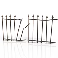 Broken Iron Fence With Pointed Tops And Horizontal Metal Bars