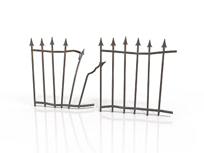 Retro style wrought iron gate iron gate spike fence white background outdoor decoration retro style high resolution fence courtyard gate 3d model