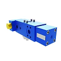 Blue Industrial Mechanical Valve Block With Multiple Bolt Holes And Ports