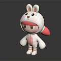 Cute Cartoon Rabbit Character With White Body Pink Ear Tips And Red Nose