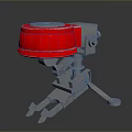 Engineer Character And Mechanical Creature With Red Top Black Metal Base Structure