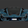 Blue Futuristic Concept Sports Car Featuring Sleek Body Design Unique Wheels Transparent Roof