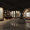 Chinese Exhibition Hall Interior Design With Traditional Lanterns Artworks And Paintings