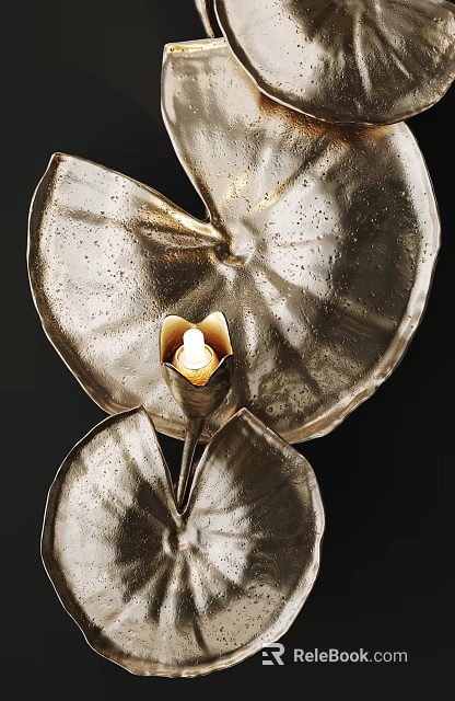 Elegant Metallic Leaf Shaped Candle Lamp For Modern Home Decor Accent 3d model 