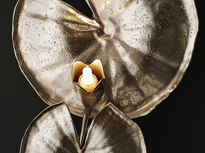 Elegant Metallic Leaf Shaped Candle Lamp For Modern Home Decor Accent 3d model