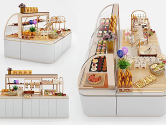 Modern Shelf Bakery Showcase Shelf 3d model