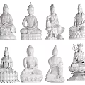 Hand Carved White Buddhist Sculptures With Sitting Posture Various Poses And Lotus Base