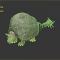 Green Textured Armadillo With Spiked Tail Crawling On Dark Reflective Background 3d model