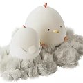 Cute Chicken Plush Toys In Diverse Forms On Fluffy Material 3d model