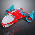 Red And Blue Cartoon Style Water Vehicle With Shark Mouth Design And Transparent Cockpit