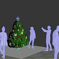 Outdoor Festive Decorative Ornament Set With Christmas Tree And People Taking