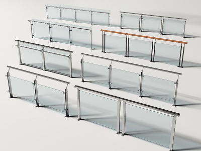 Modern Railing Glass Railing Guardrail Glass Guardrail Fence Guardrail Commercial Railing 3d model