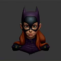 Game Movie Character Design Featuring Purple Helmet Black Mask Green Eyes Red Hair Purple Outfit