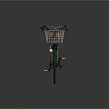 Stylish Green Bicycle With Orange Seat White Basket And Yellow Rims