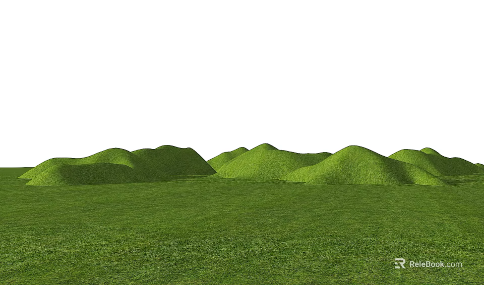 Scenic Park Landscape With Lush Green Grass And Rolling Hills 3d model 
