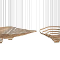 Modern Abstract Chandelier With Wave Like Curved Golden And Gray Wires Design