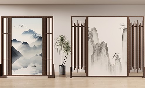 new chinese style screen 3d model