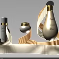 Dior Skincare Display With Illuminated Light Strips And Elegant Bottles Jar