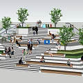 Modern Steps Step Landscape Tree Pool 3d model