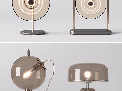 Modern Table Lamps With Round Glass Shade And Metal Base For Home Interior Decor 3d model