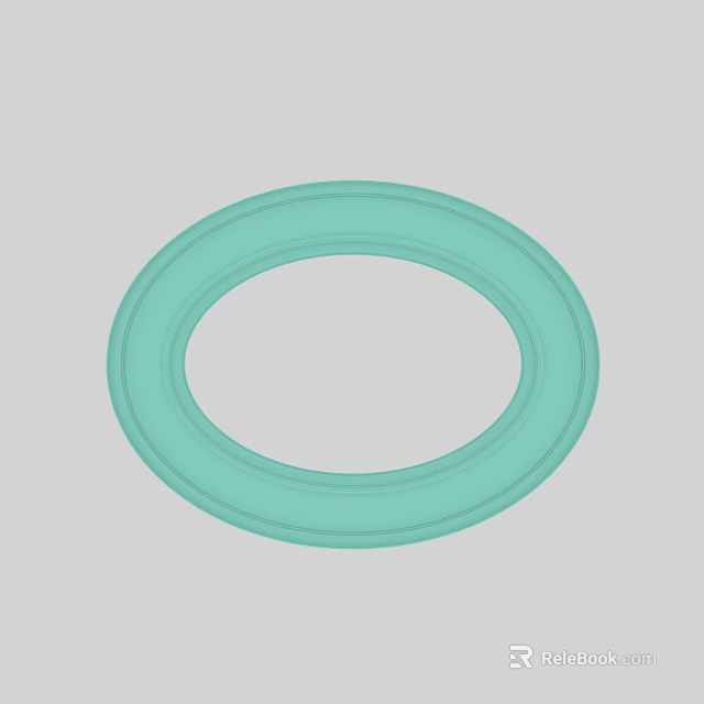 Light Green Circular Decorative Ceiling Ring with Smooth Molding and Modern Style 3d model 