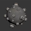 Ancient Spherical Metal Weapon With Rustic Bolts And Rugged Texture Design 3d model