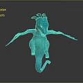 3D Blue Glowing Dragon Creature Model with Horns and Wings Design